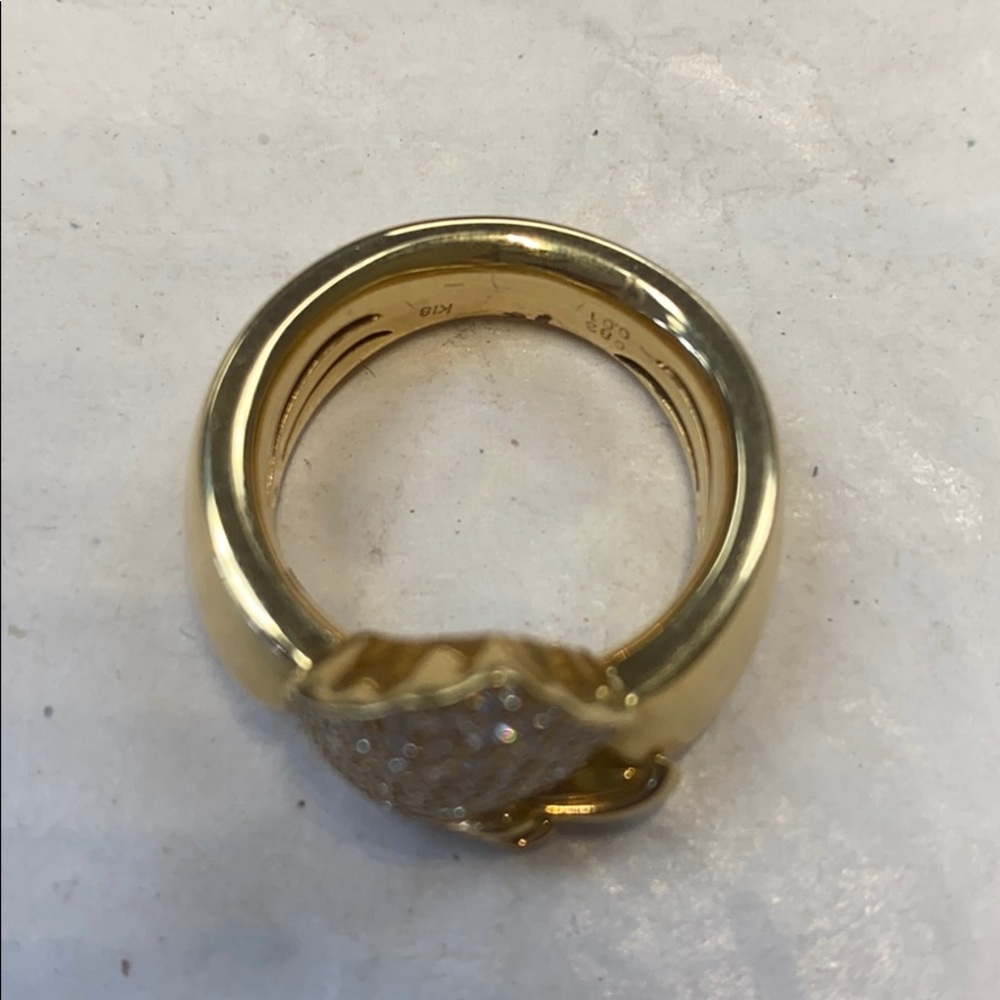 18k Solid Gold Eagle Diamonds Ring - image 3